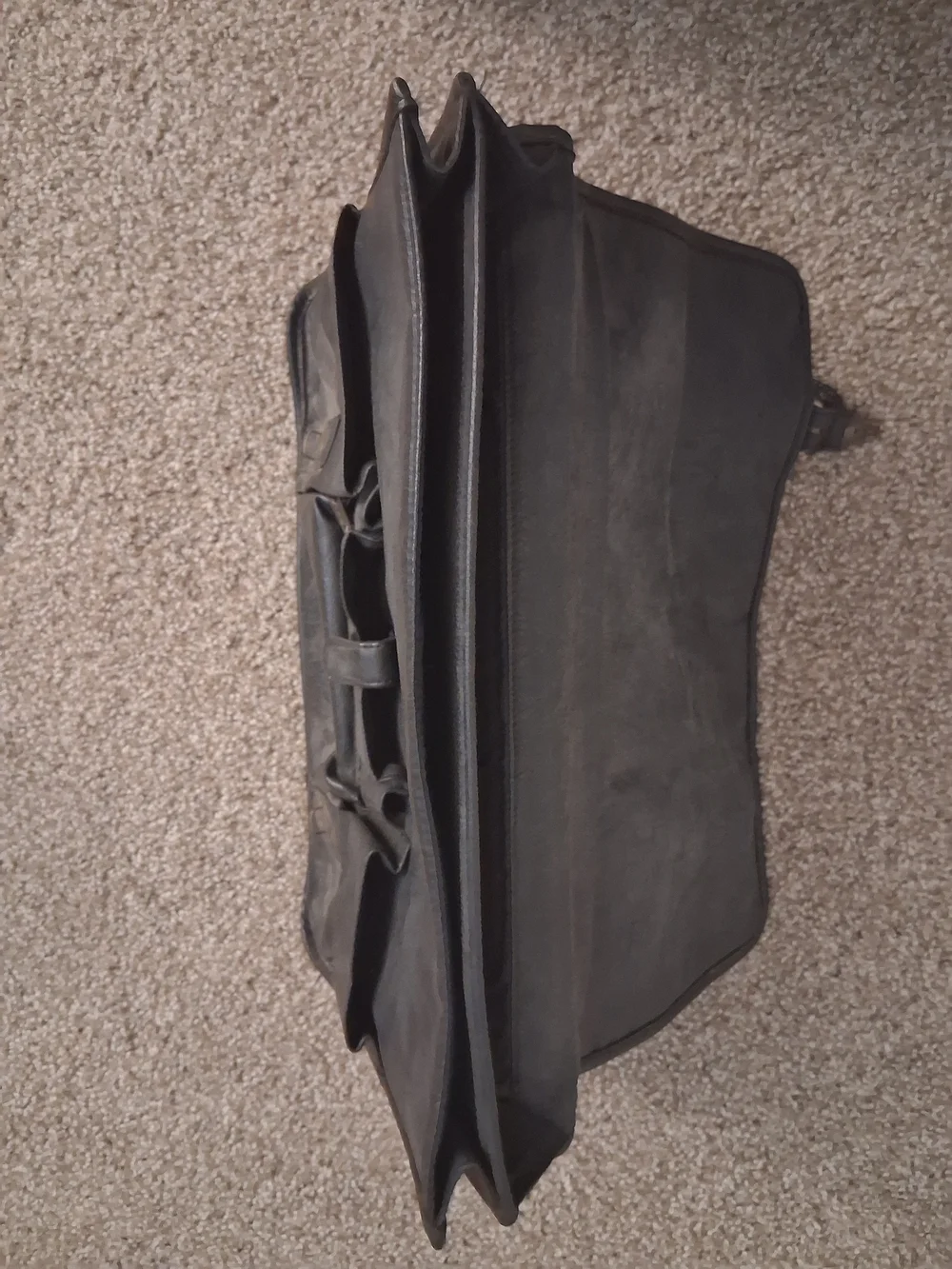 Black Leather Messenger Briefcase for Men